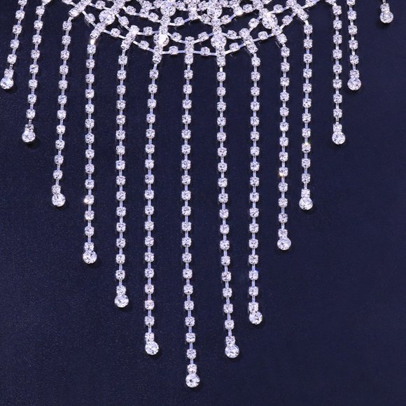 Rhinestone Crystal Tussle Mask Women Face Jewelry Halloween Accessories - Picture 6 of 6